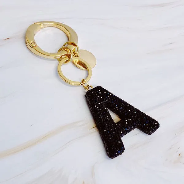 It Girl Glam Initial Key Chain - Black Diamonds