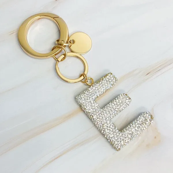 It Girl Glam Initial Key Chain - Crystal Clear