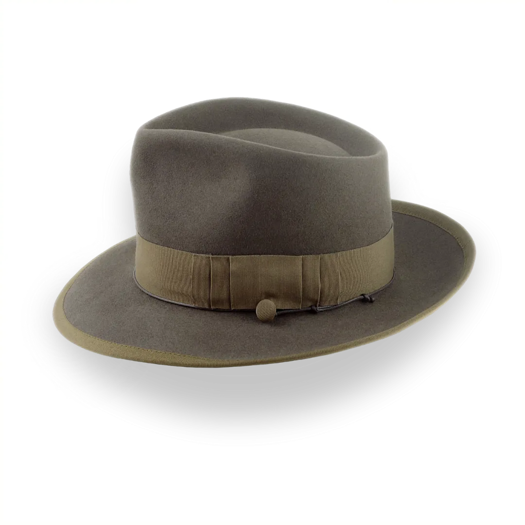 Khaki Vintage Style Fedora Hat in Luxurious Beaver Fur Felt |  The Pandamator