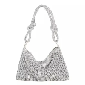 Knotted Rhinestone Evening Bag (Silver)