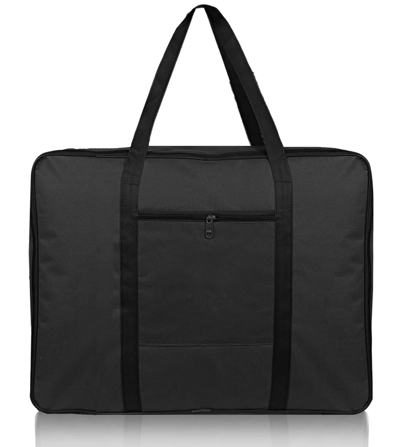 Kuber Industries Lightweight Foldable Multipurpose Storage bag, Cloth Organiser, Travel Bag With Zippered Closure And Handle (Black)-HS43KUBMART26644, L