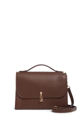 Large Leonora Flap Bag in Chocolate Leather