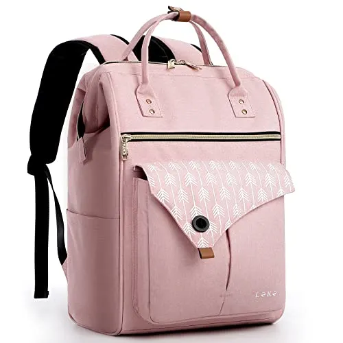 Lekesky Backpack for Women, College Backpack for Women with Laptop Compartment, School Backpack for Girls, Pink Color