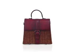 Lena Wicker Handbag (Burgundy)