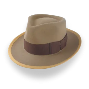 Light Camel Teardrop Mens Fedora with Double-Bow Hatband | The Stentor