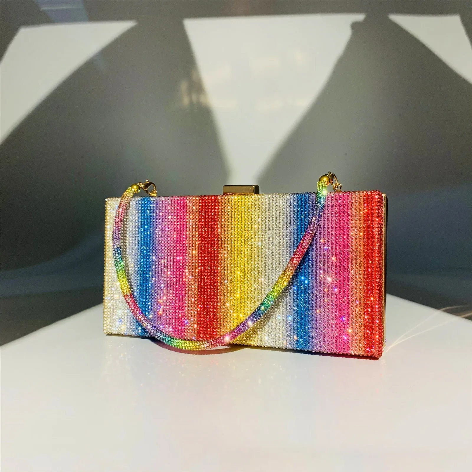 Luxy Moon Rainbow Diamond Wedding Clutch Evening Purse and Handbag