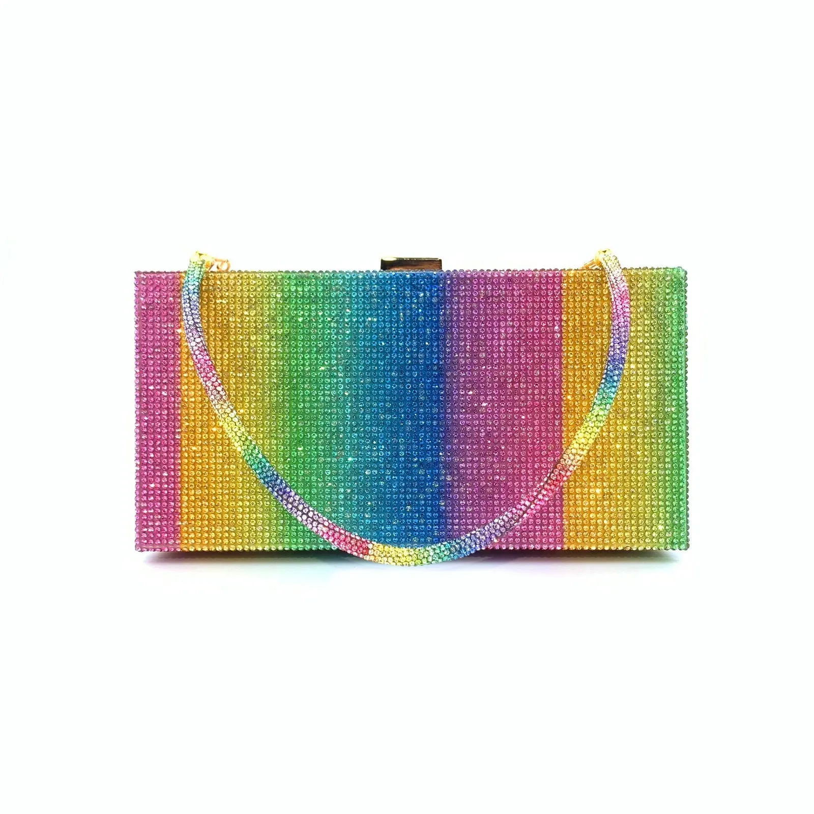 Luxy Moon Rainbow Diamond Wedding Clutch Evening Purse and Handbag