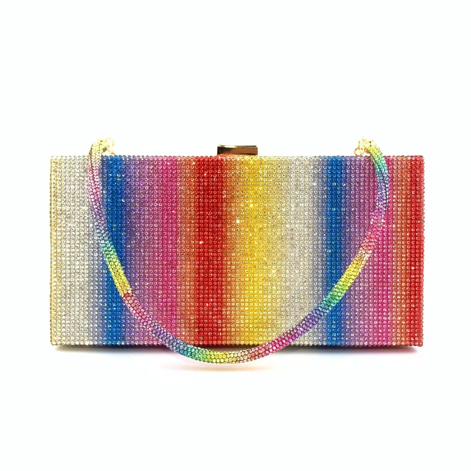 Luxy Moon Rainbow Diamond Wedding Clutch Evening Purse and Handbag