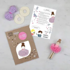 Make Your Own Pom Pom Ballerina Peg Doll Kit