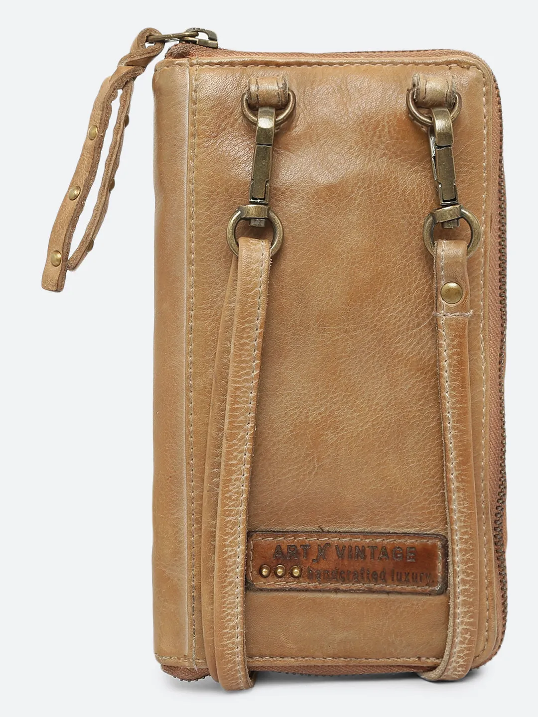 Maria: Leather Hand Weaving Crossbody Mobile Wallet