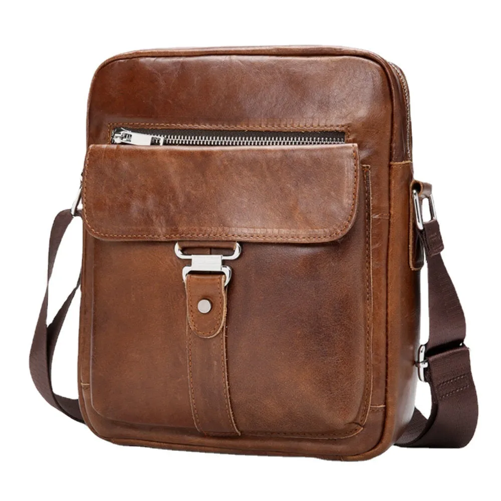 Men Business Retro Genuine Leather Waterproof Wear-resisting Crossbody Bag