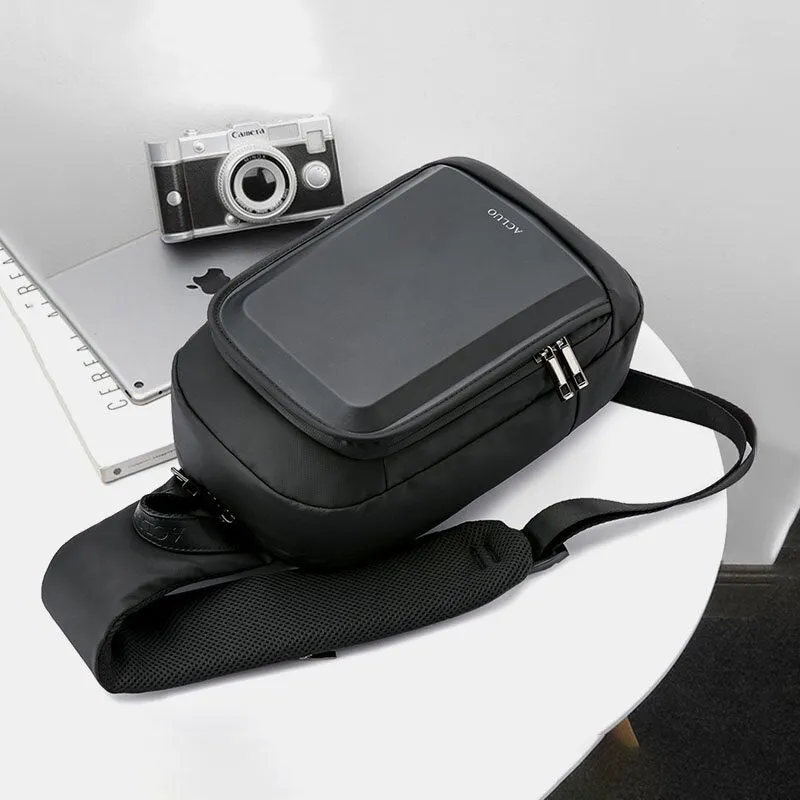 Men USB Charging Waterproof Chest Bag Casual Detachable Shoulder Strap Breathable Crossbody Bags