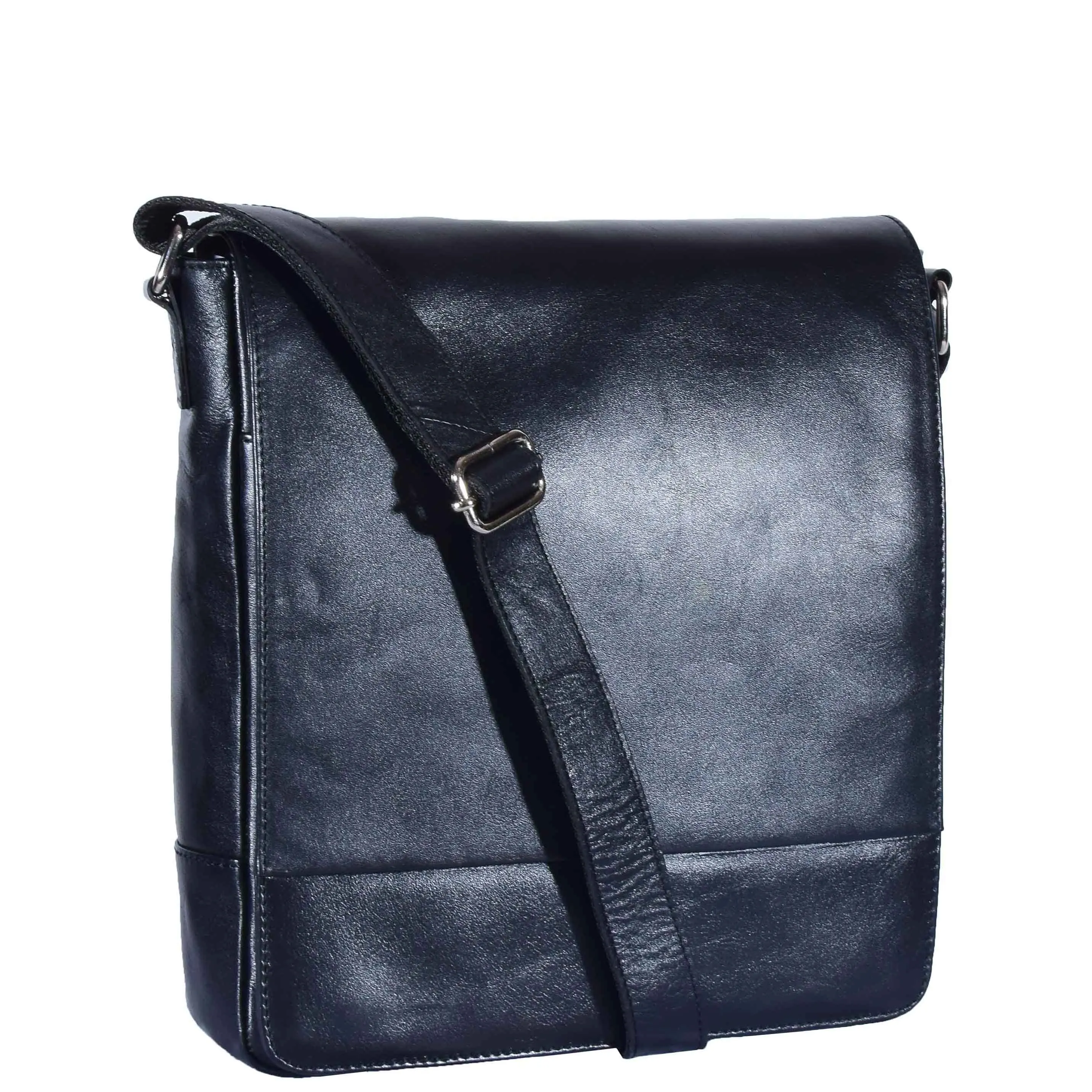 Mens Casual Real Leather Cross Body Bag KENT Black