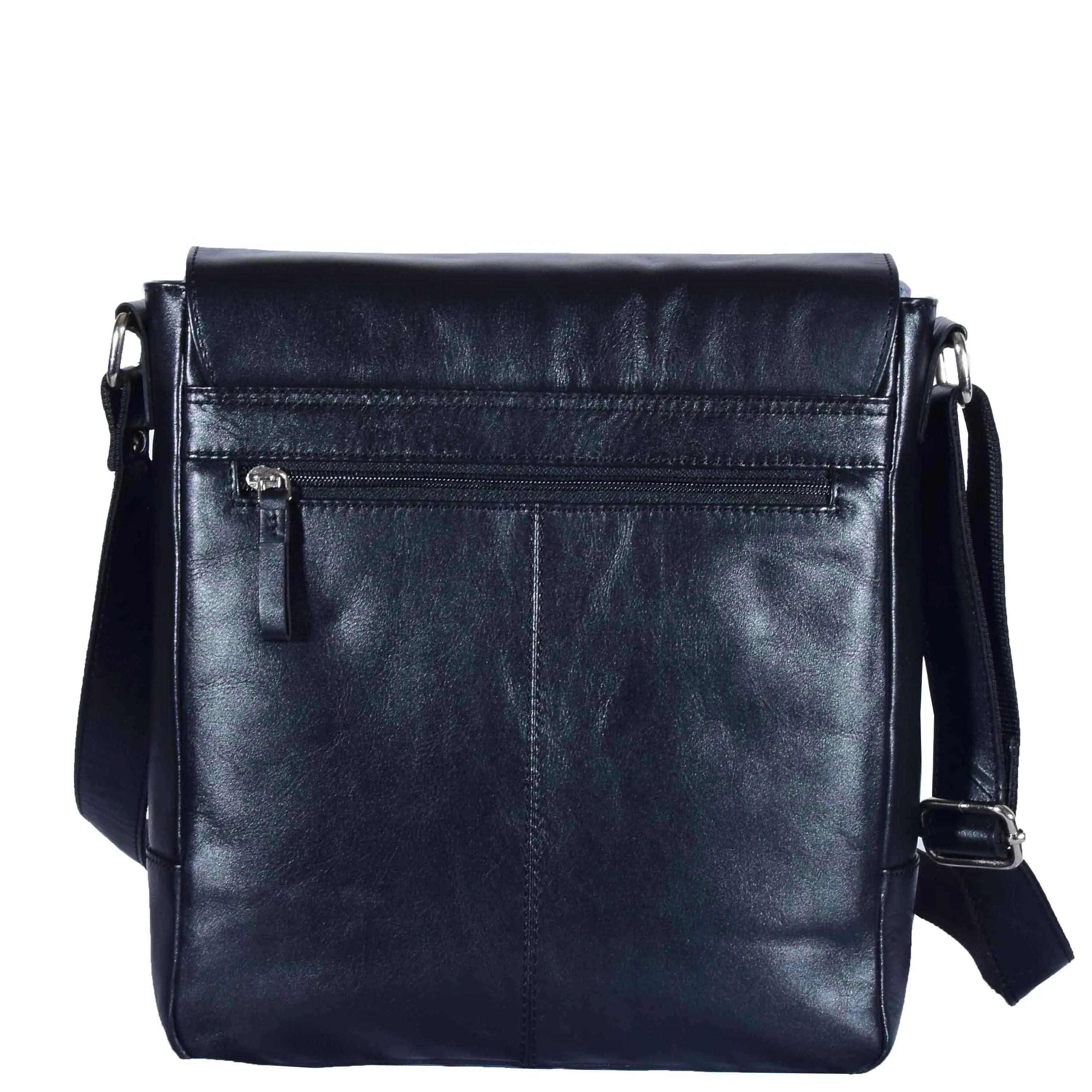 Mens Casual Real Leather Cross Body Bag KENT Black