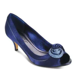 Mid Heel Evening Peep Toe Lunar Ripley Satin Navy