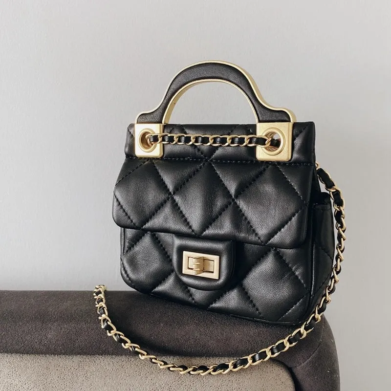 Mini Leather Quilted Cross Body Chain Bag