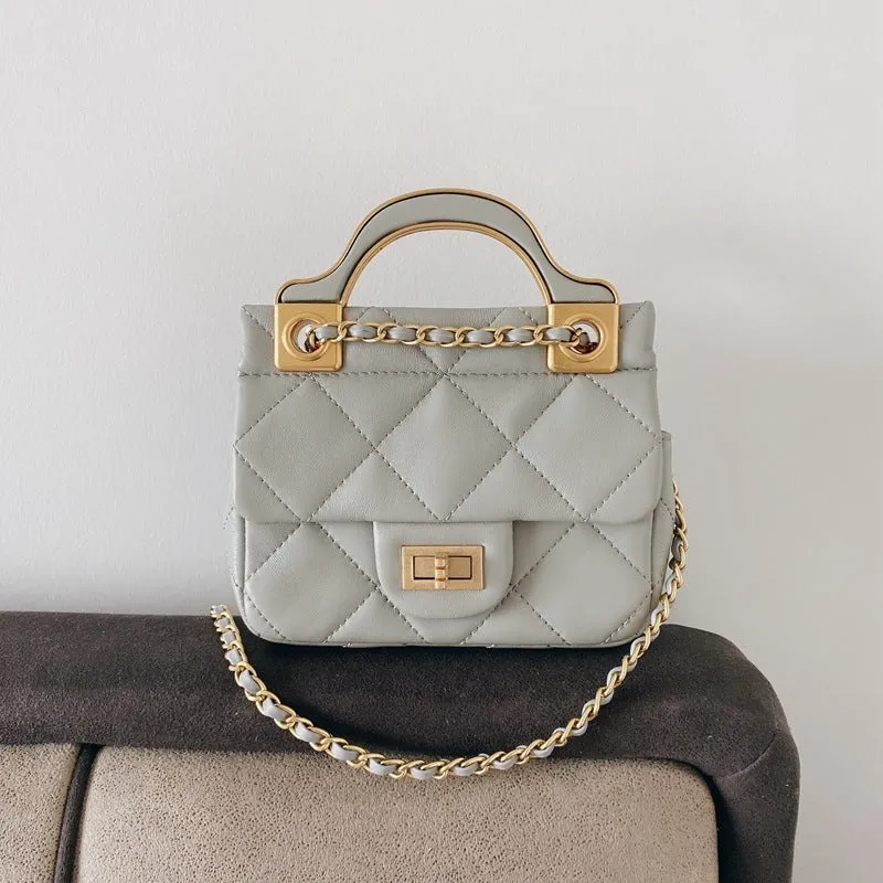 Mini Leather Quilted Cross Body Chain Bag