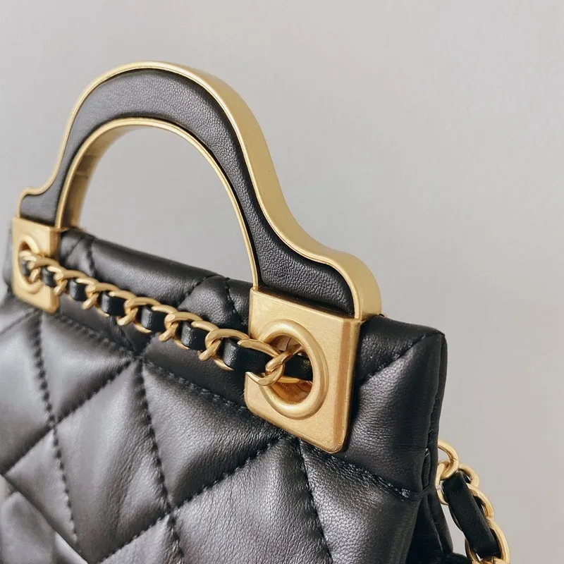 Mini Leather Quilted Cross Body Chain Bag