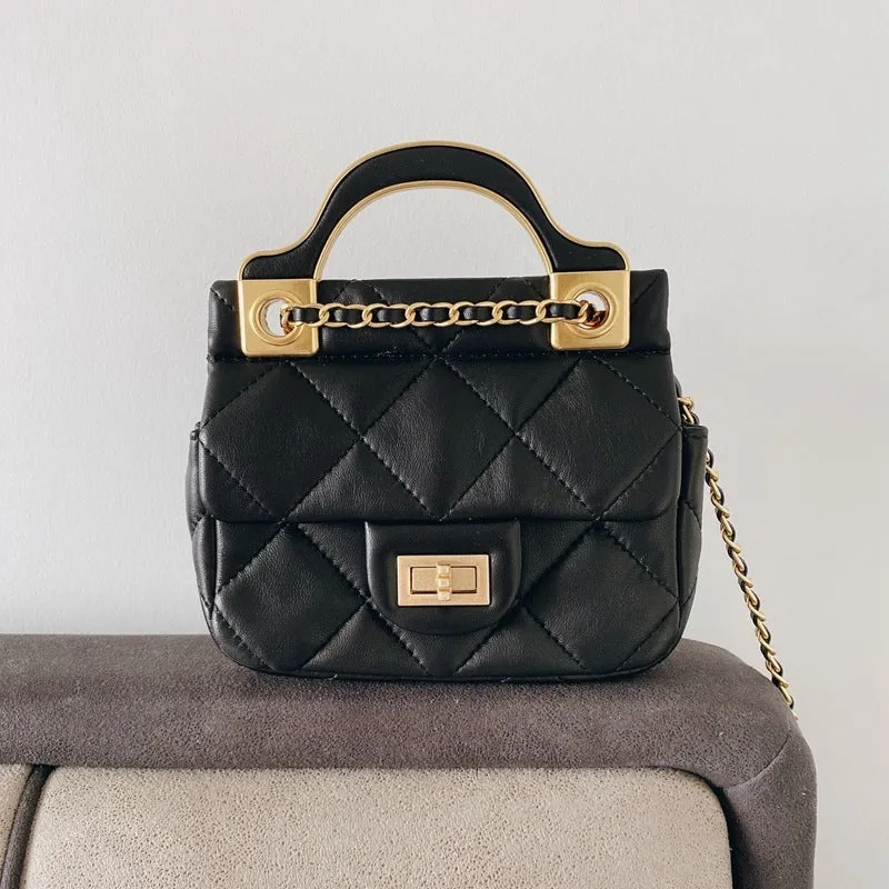 Mini Leather Quilted Cross Body Chain Bag