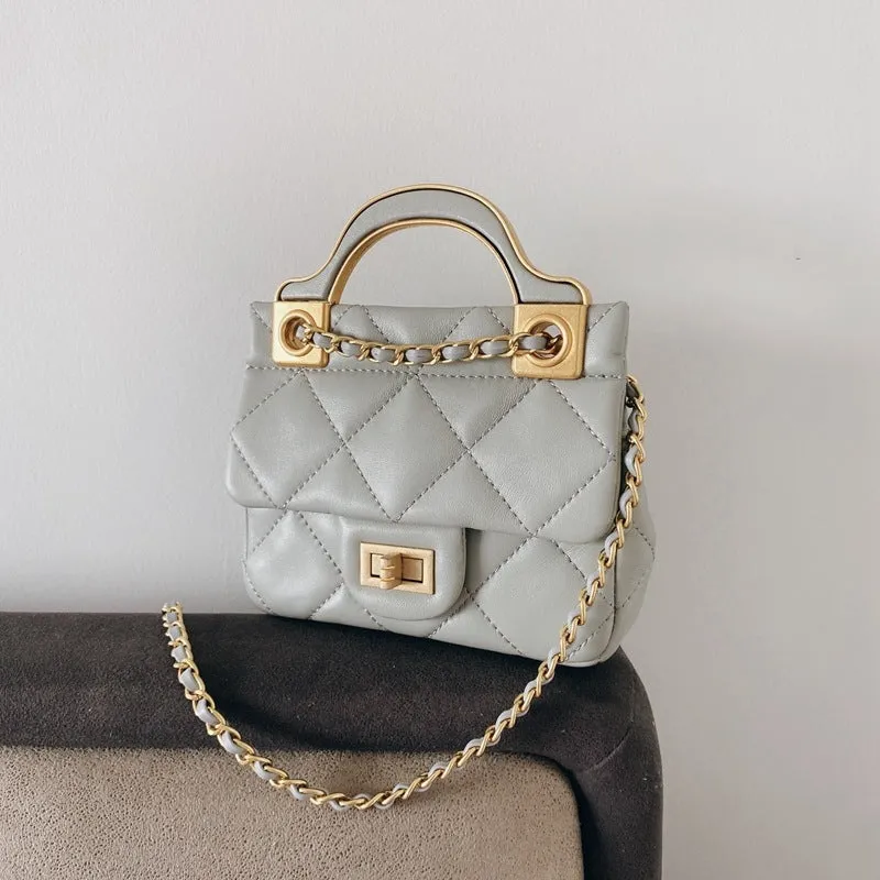 Mini Leather Quilted Cross Body Chain Bag