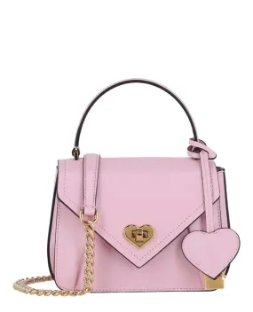 Moschino Heart Lock Leather Shoulder Bag