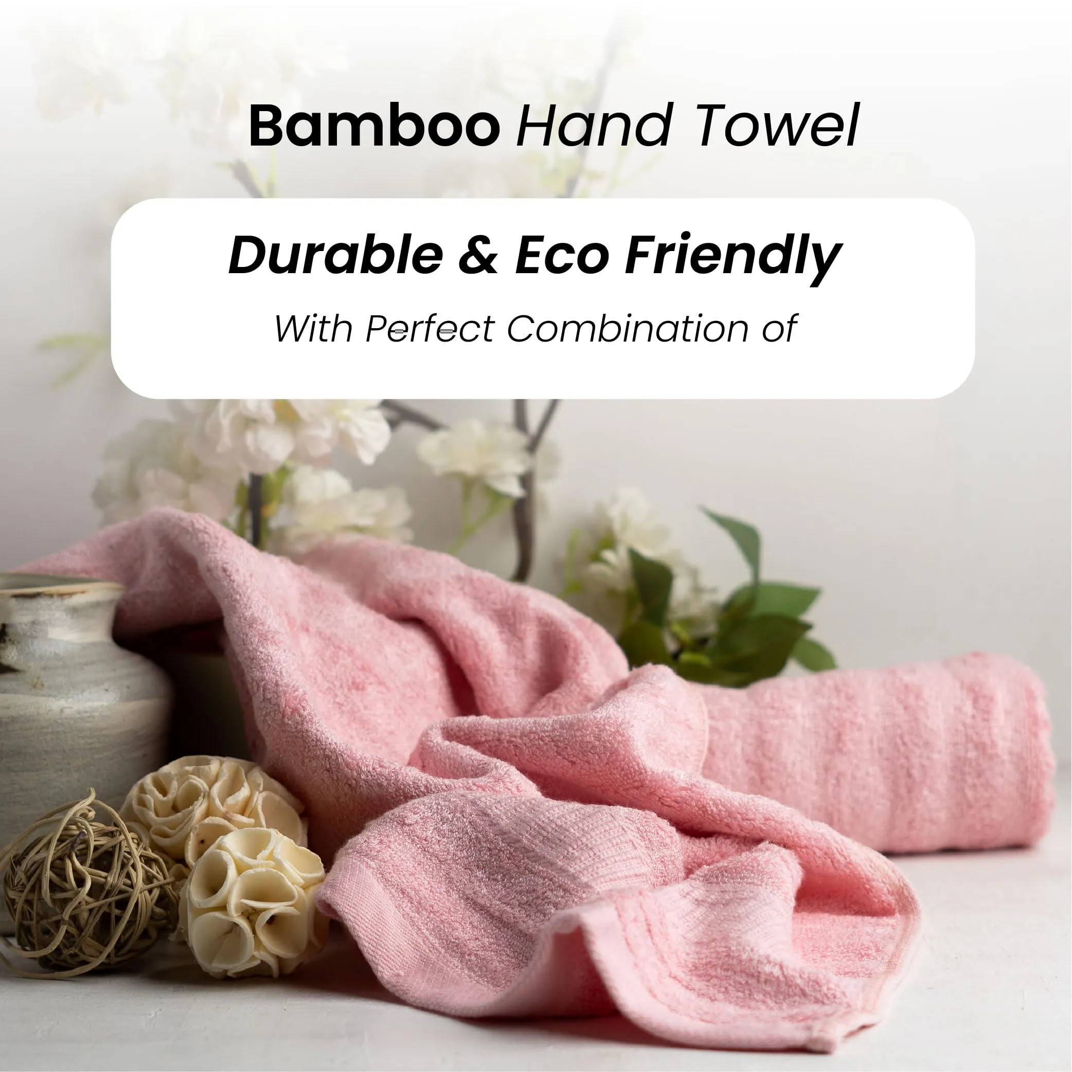 Mush Bamboo Hand Towels Set of 2 | 100% Bamboo Gym Towel for Men/Women Workout | Ultra Soft, Absorbent & Quick Dry Towel for Gym, Travel, Sports and Yoga | 40 x 60 cms | 600 GSM (Pink)