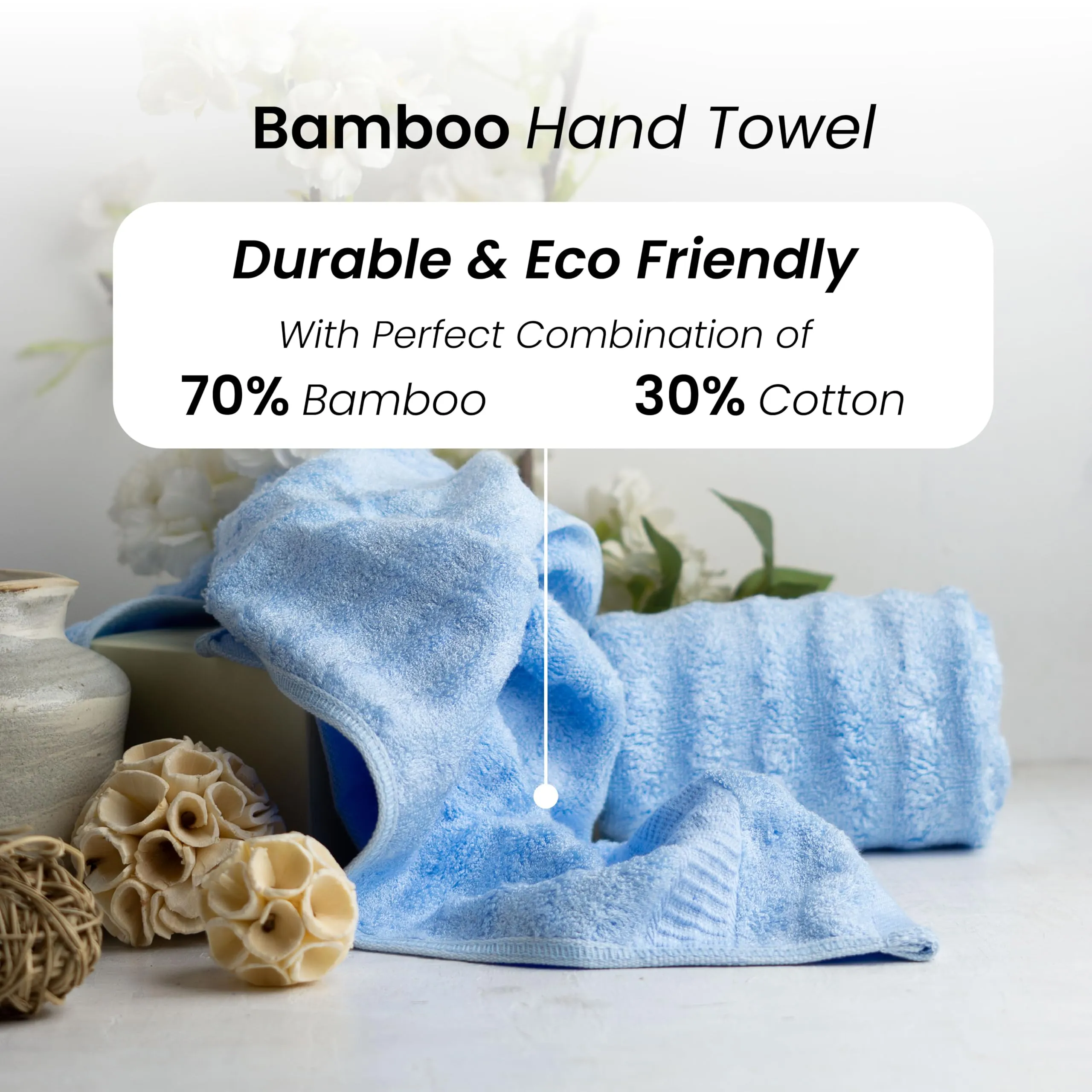 Mush Bamboo Hand Towels Set of 2 | 100% Bamboo Gym Towel for Men/Women Workout | Ultra Soft, Absorbent & Quick Dry Towel for Gym, Travel, Sports and Yoga | 40 x 60 cms | 600 GSM (Sky Blue)