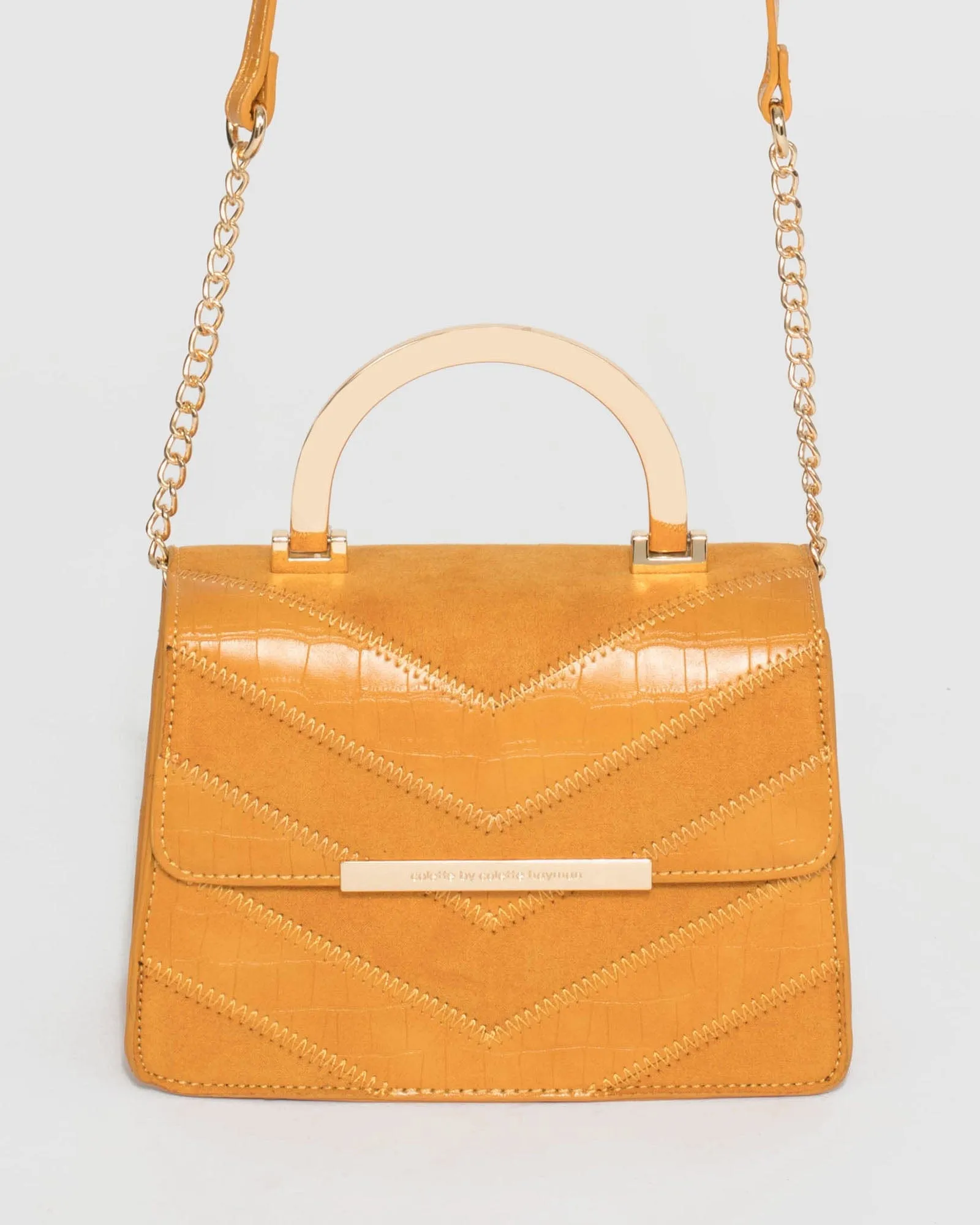 Mustard Almira Arrow Tote Bag