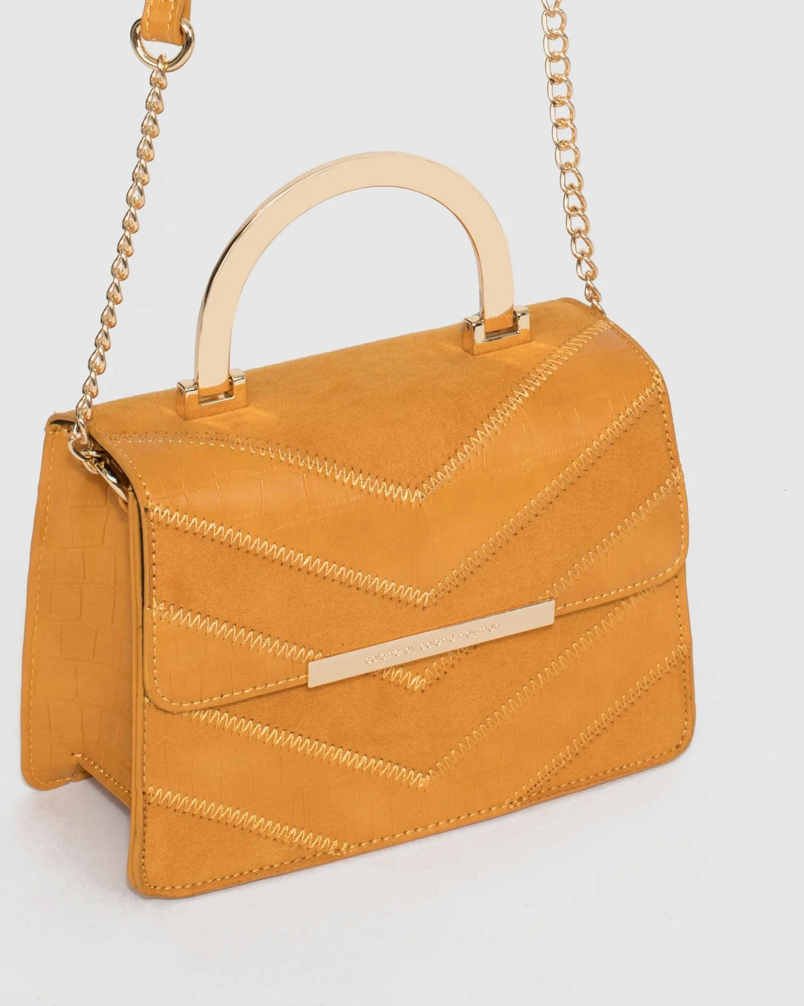 Mustard Almira Arrow Tote Bag