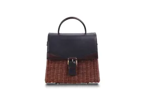 NEW  LENA WICKER HAND BAG (Black/Bruno)