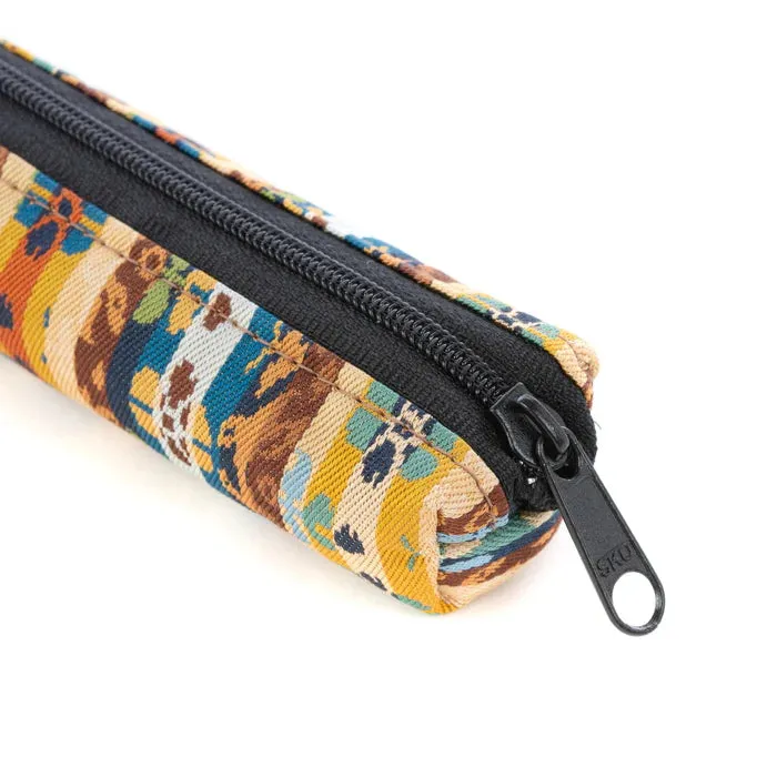 Nishijin-ori Pencil Case - Bands of Flowers and Birds Pattern - ,  Made in Kyoto, Japan,  Japanese traditional craft pen case