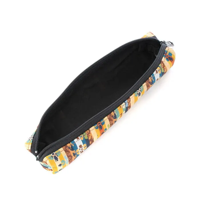 Nishijin-ori Pencil Case - Bands of Flowers and Birds Pattern - ,  Made in Kyoto, Japan,  Japanese traditional craft pen case