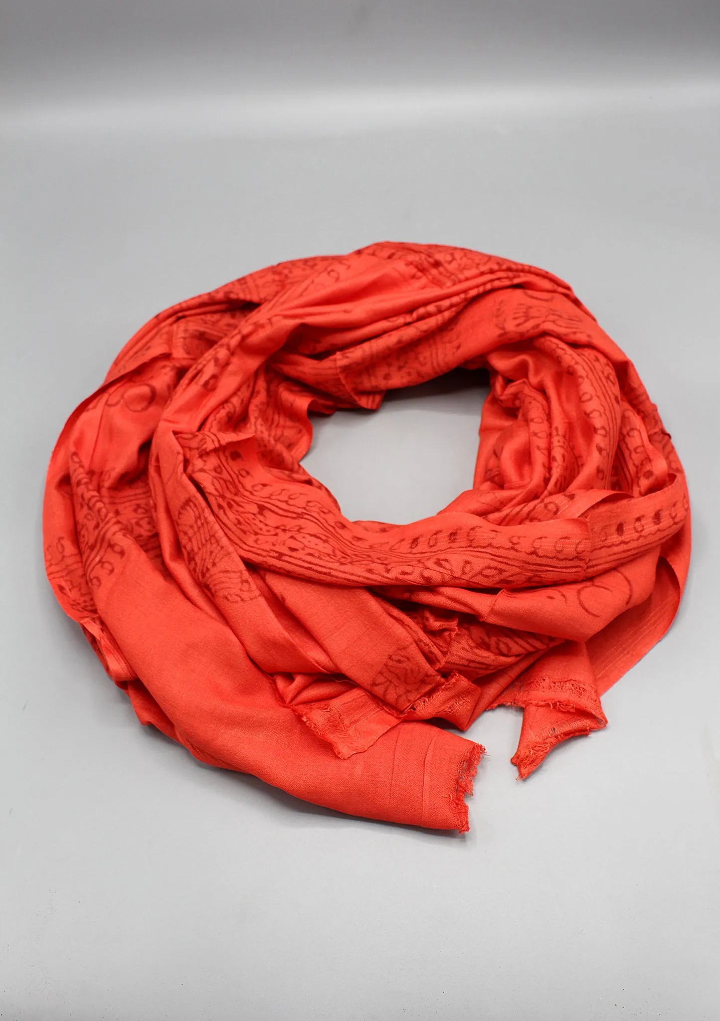 Orange Om Prayer Shawl, Cotton Yoga Shawl Meditation Shawl