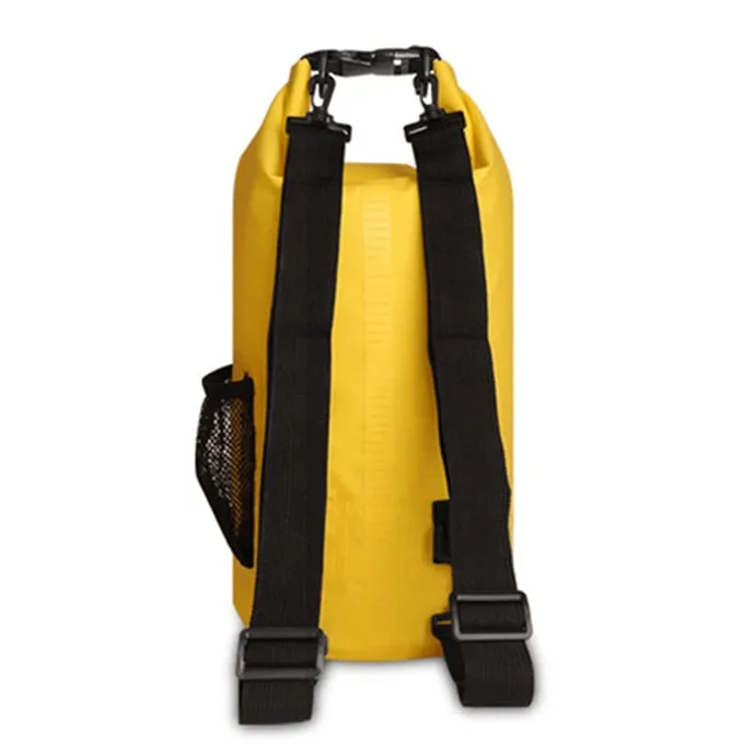 Outdoor Waterproof Dry Dual Shoulder Strap Bag Dry Sack PVC Barrel Bag, Capacity: 10L(Yellow)