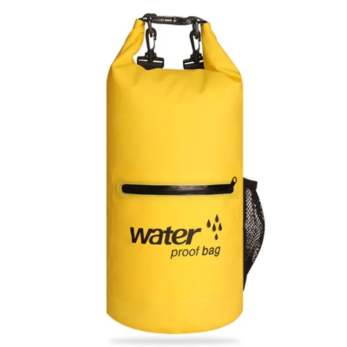 Outdoor Waterproof Dry Dual Shoulder Strap Bag Dry Sack PVC Barrel Bag, Capacity: 10L(Yellow)