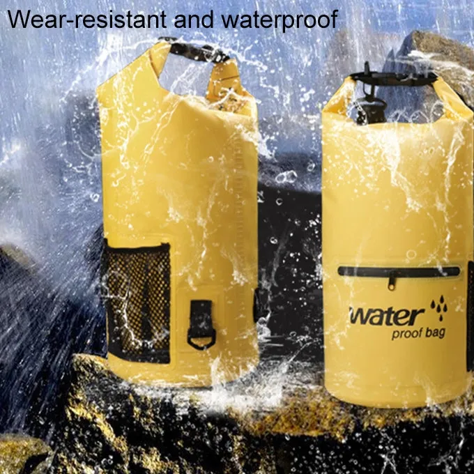 Outdoor Waterproof Dry Dual Shoulder Strap Bag Dry Sack PVC Barrel Bag, Capacity: 10L(Yellow)