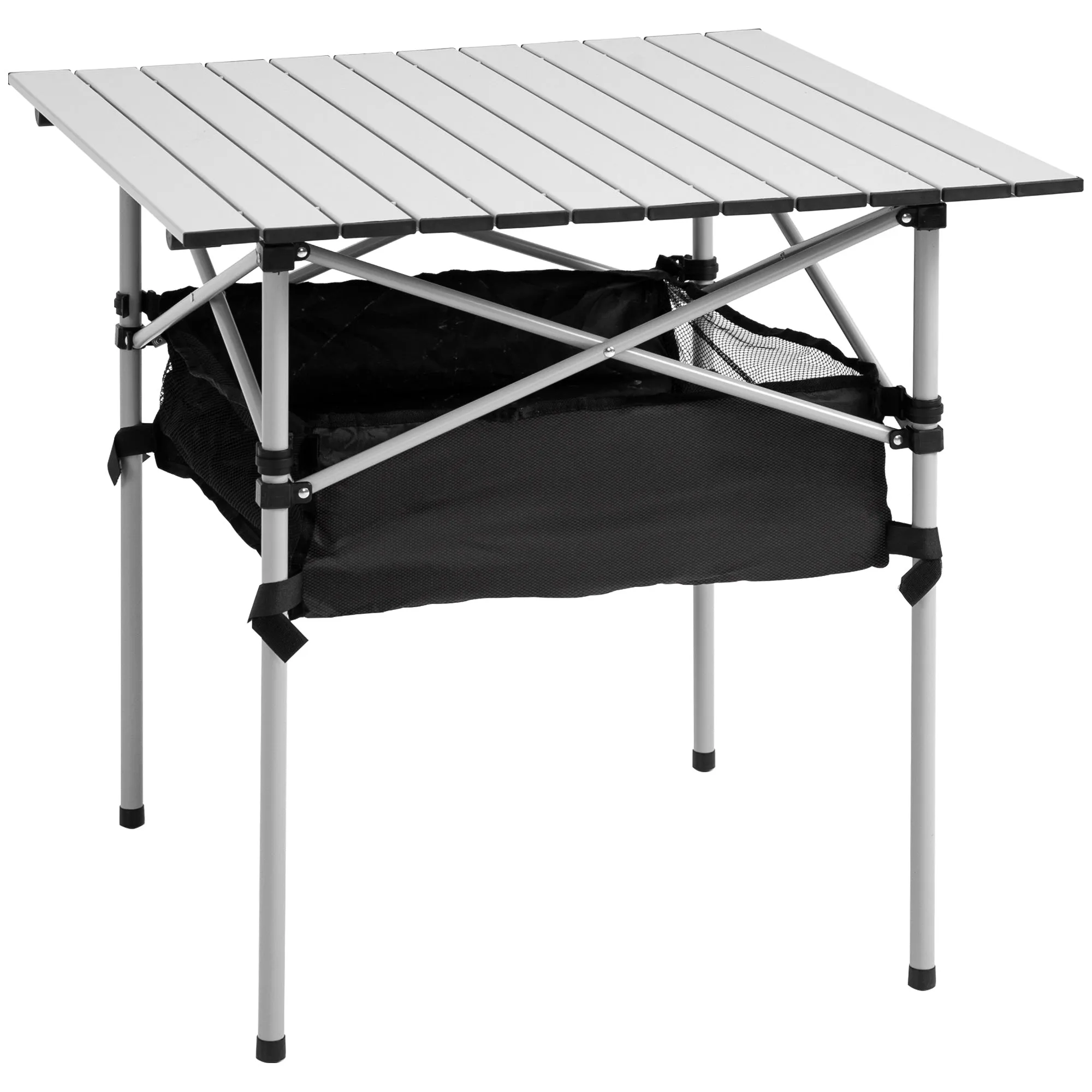 Outsunny Aluminum Camping Table Folding Table Picnic Table w/ Mesh  Bag, Silver