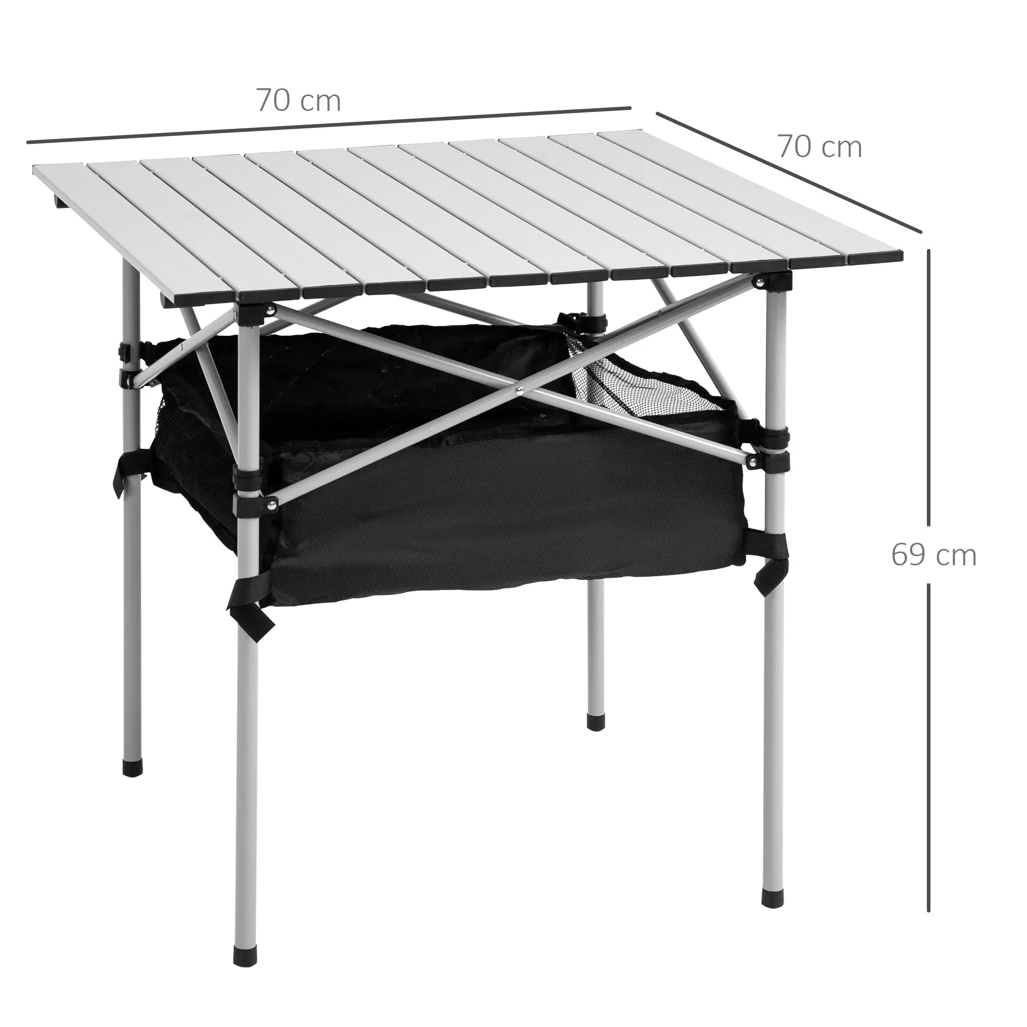 Outsunny Aluminum Camping Table Folding Table Picnic Table w/ Mesh  Bag, Silver