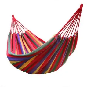 P-Plus International Outdoor Camping Canvas Ultralight Striped Fabric Portable Garden Hammocks with Strong Rope (280 x 150 cm, Red)