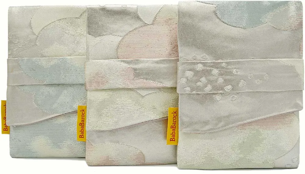 Pastel Clouds - Japanese vintage silk foldover pouch