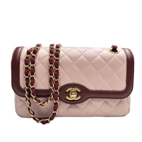 Pink and Burgundy Mademoiselle Flap Bag