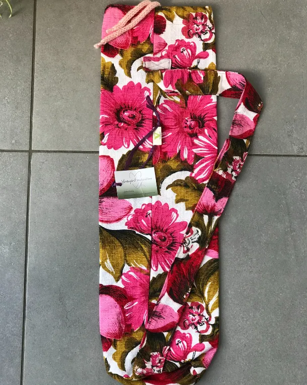 Pink Floral Yoga Mat Bag