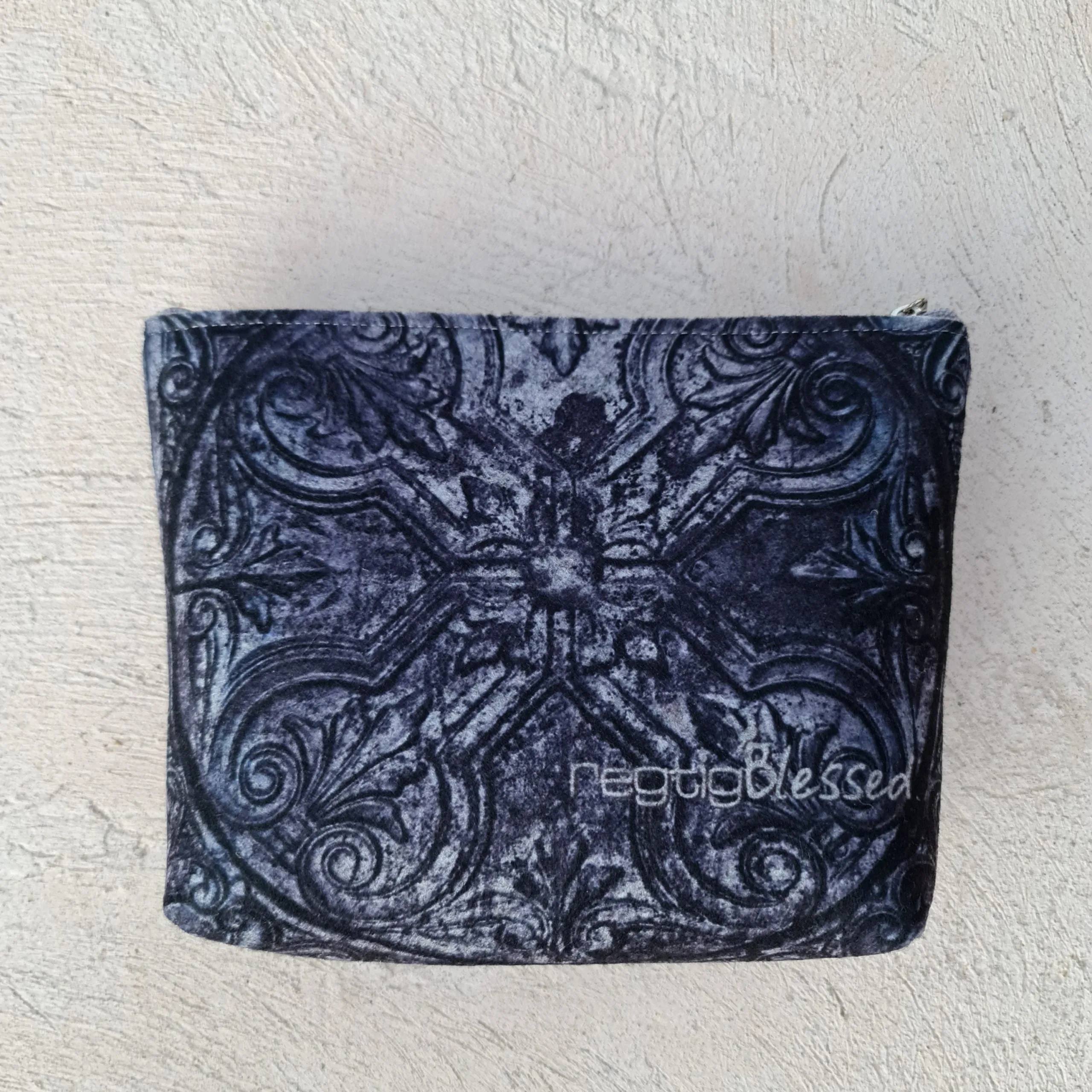 Pressed Ceiling Navy - Recycled Felt Cosmetic Bag