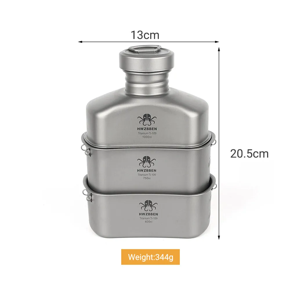 Pure Titanium Marching Kettle Meal Box Outdoor Three-piece Set