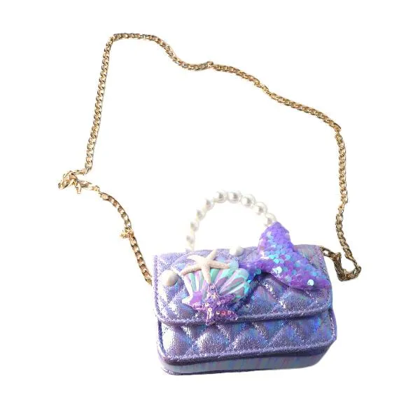 Purple Mermaid Shiny Quilted Purse