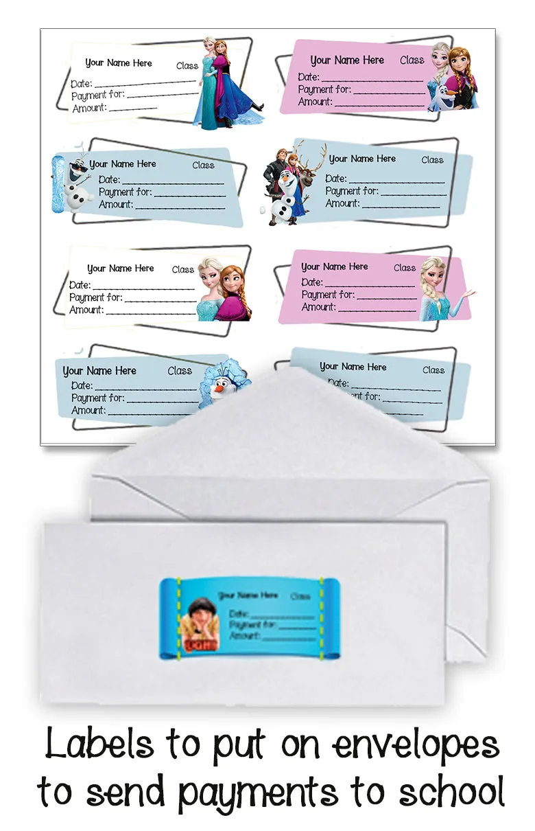 ""Frozen" school labels packs