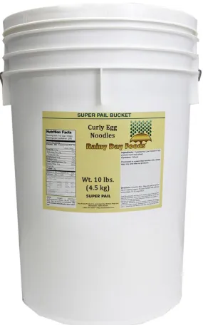 Rainy Day Foods Curly Egg Noodles Medium 5 Gallon 7 lbs Super Pail - 55 Servings