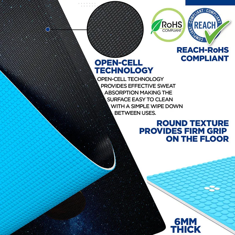 RDX D8 Iris 6mm PVC Yoga Mat Universe Blue