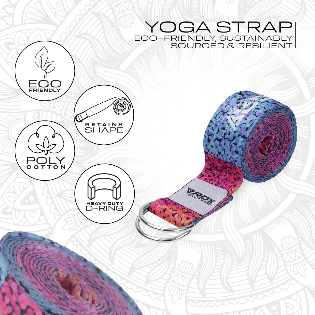 RDX F20 D-Ring Steel Buckle Cotton Yoga Strap