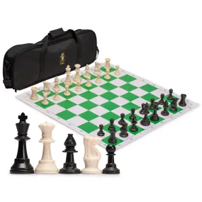 Regulation Tournament Roll-Up Staunton Chess Game Set (19.75-Inch) with Travel Bag - Green